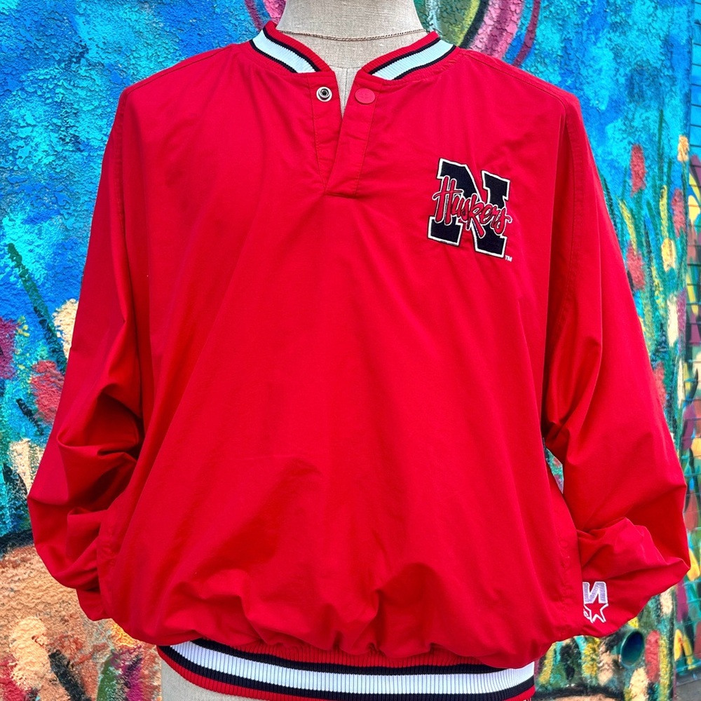 NEBRASKA CORNHUSKERS NCAA Vintage Windbreaker size Large | Red (by Starter)